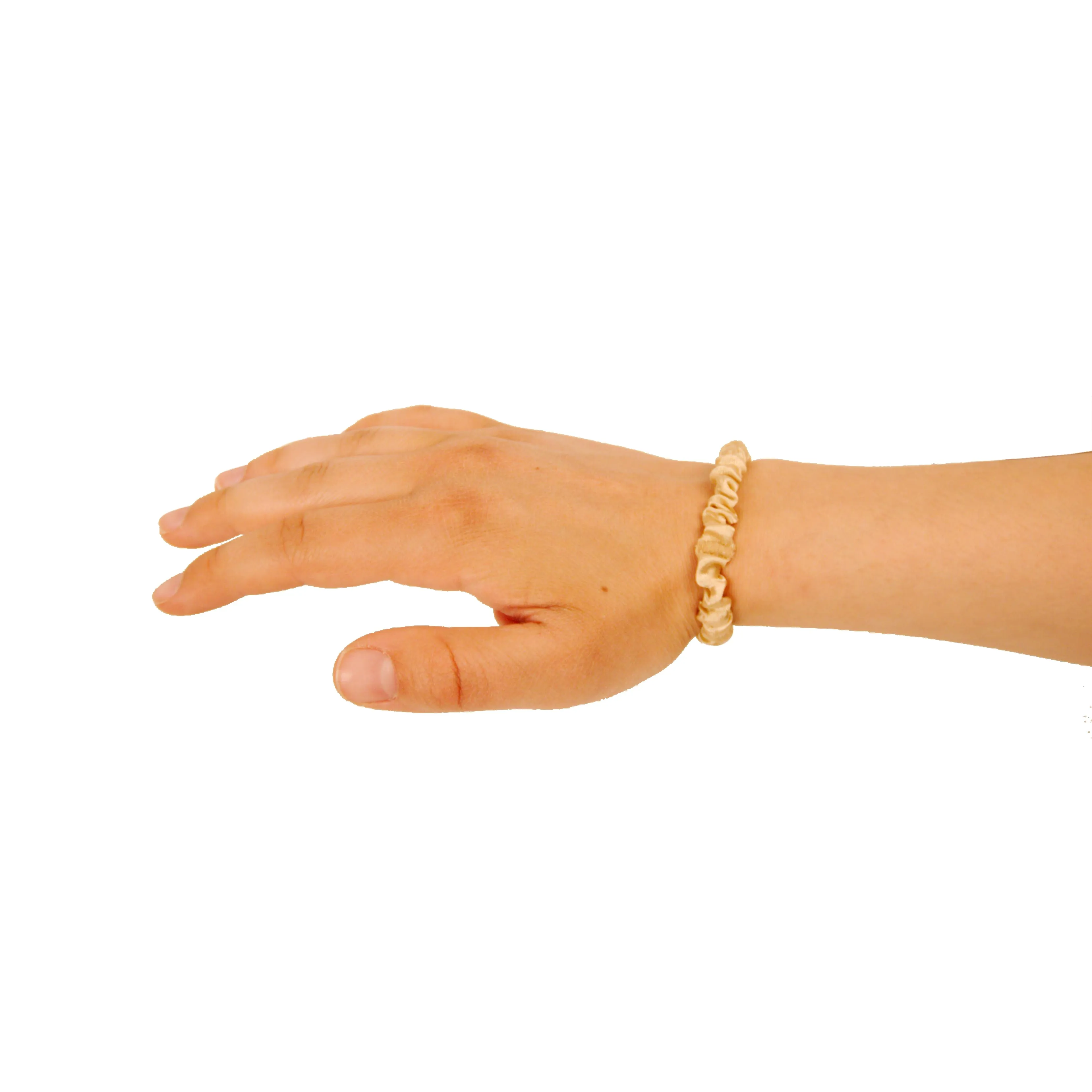 Amelia Beauty, Tan Skinny Satin Scrunchies, 2in Diameter, Gentle and Strong Hold, No Snag, No Dents or Creases. 12 Pack