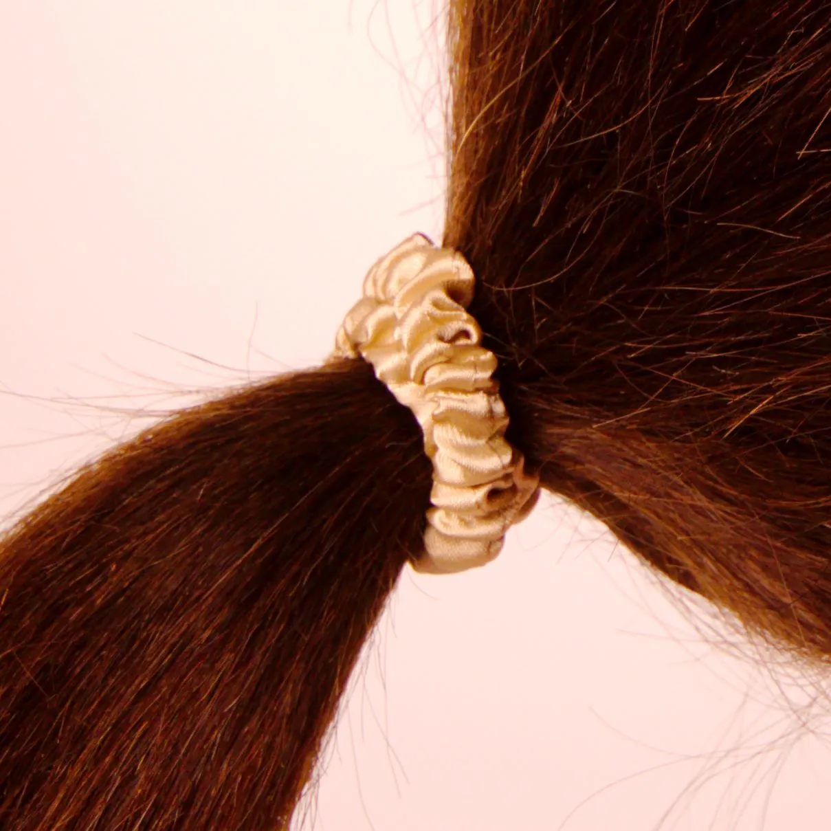 Amelia Beauty, Tan Skinny Satin Scrunchies, 2in Diameter, Gentle and Strong Hold, No Snag, No Dents or Creases. 12 Pack