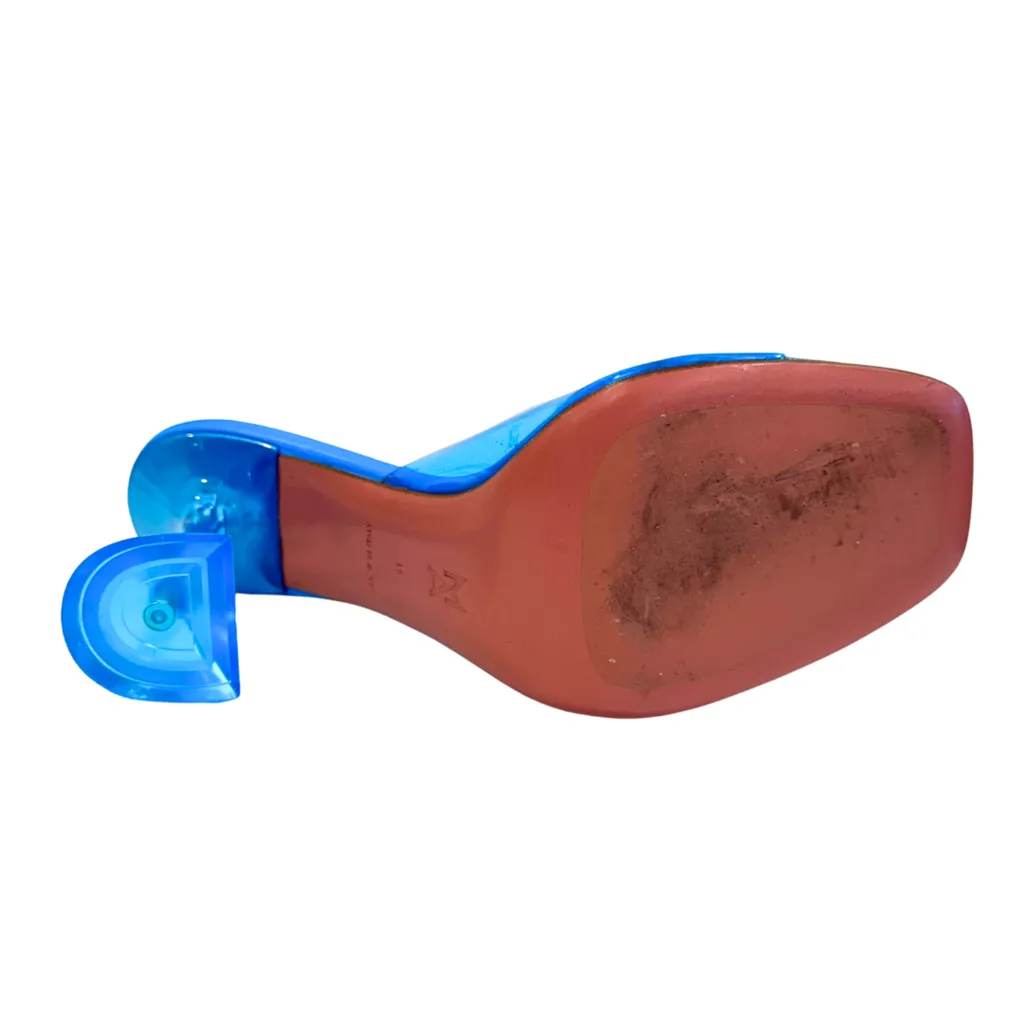 Amina Muaddi Lupita Blue PVC Slides, 41