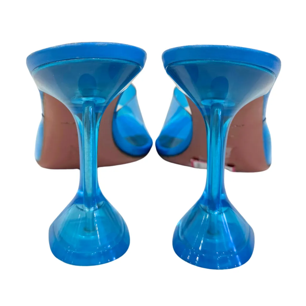 Amina Muaddi Lupita Blue PVC Slides, 41