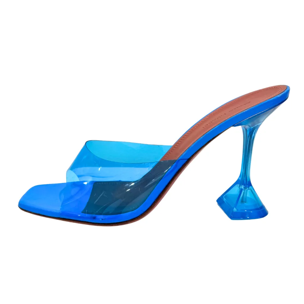 Amina Muaddi Lupita Blue PVC Slides, 41