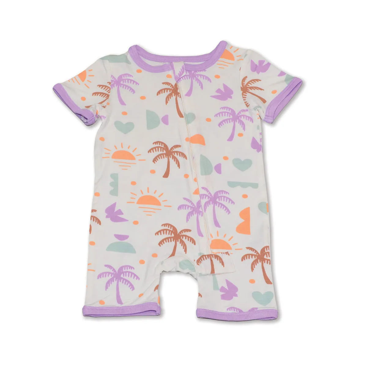 Bamboo Short Sleeve Zippy Romper (Boho Surf Print)