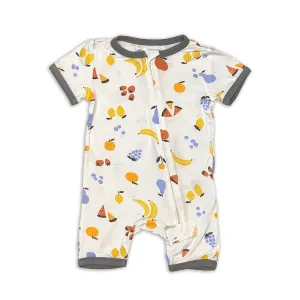 Bamboo Short Sleeve Zippy Romper (Fruit Salad Print)