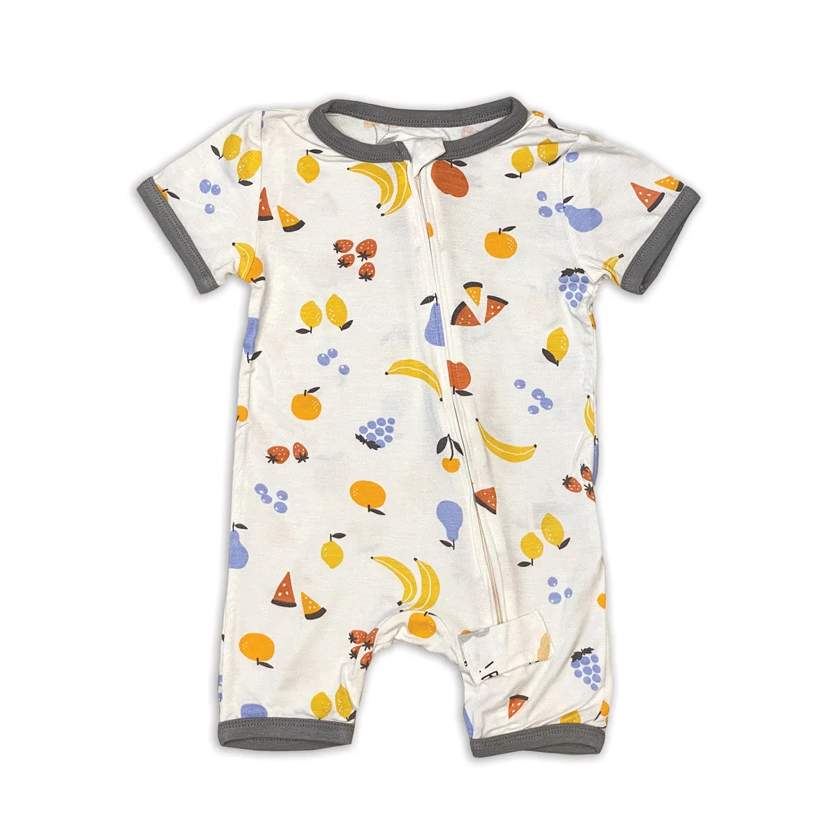 Bamboo Short Sleeve Zippy Romper (Fruit Salad Print)