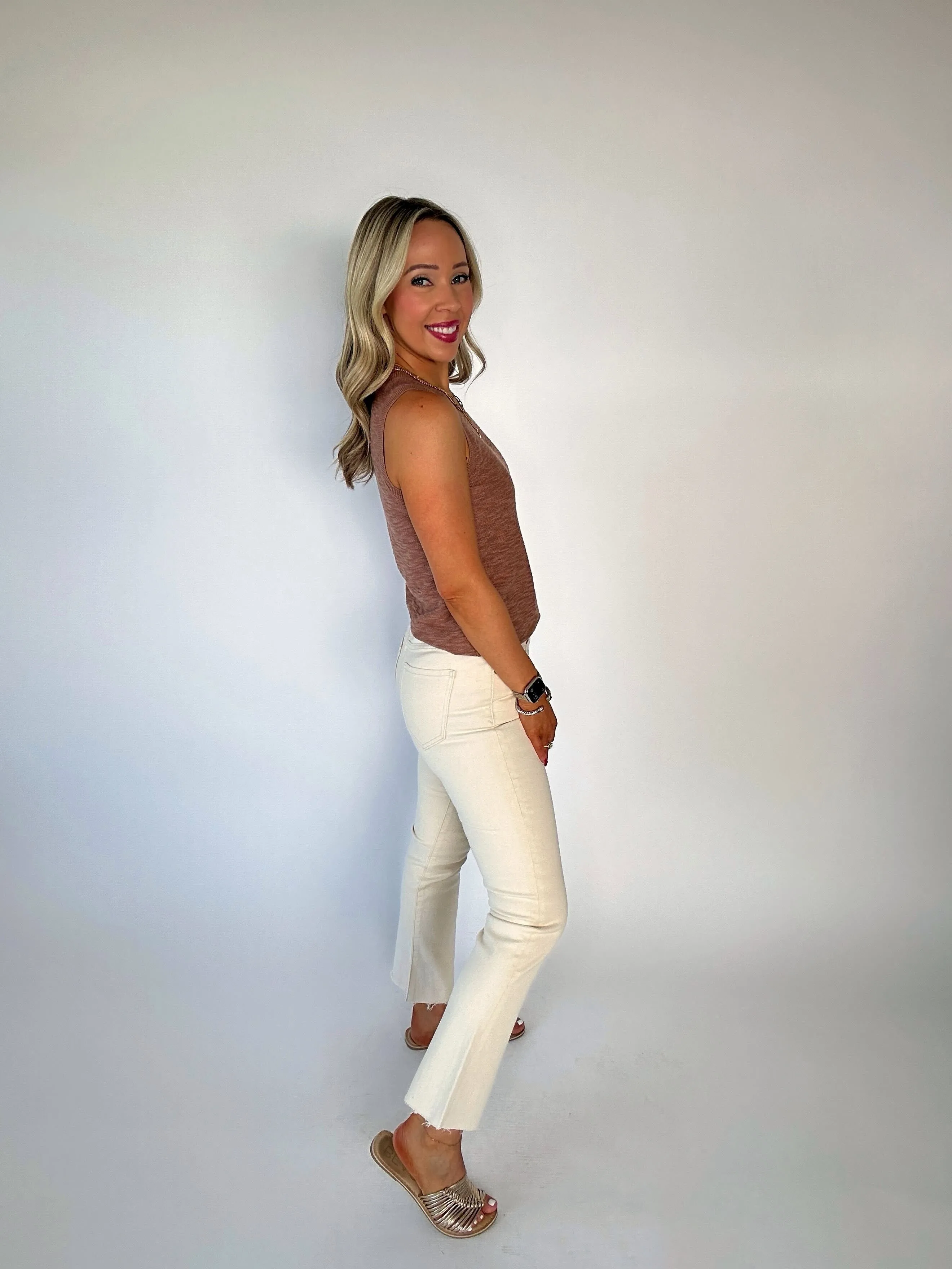 Basic Is Best Sleeveless Knit Top - Clay