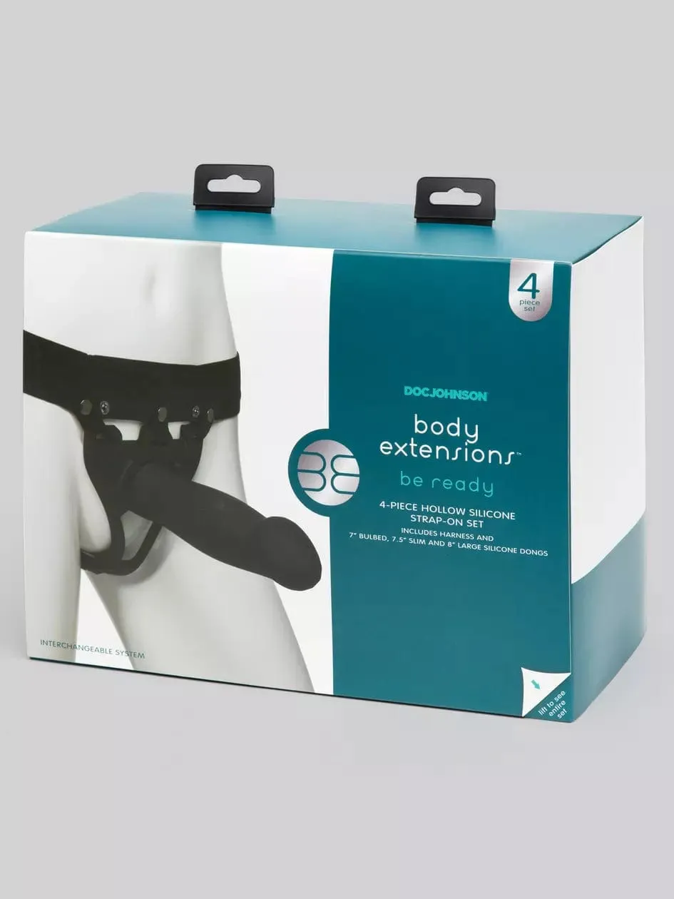 be ready Hollow Silicone 4 Piece Strap-On Set Doc Johnson