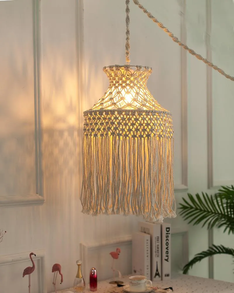 Bohemian Hand-Woven Macrame Lampshades