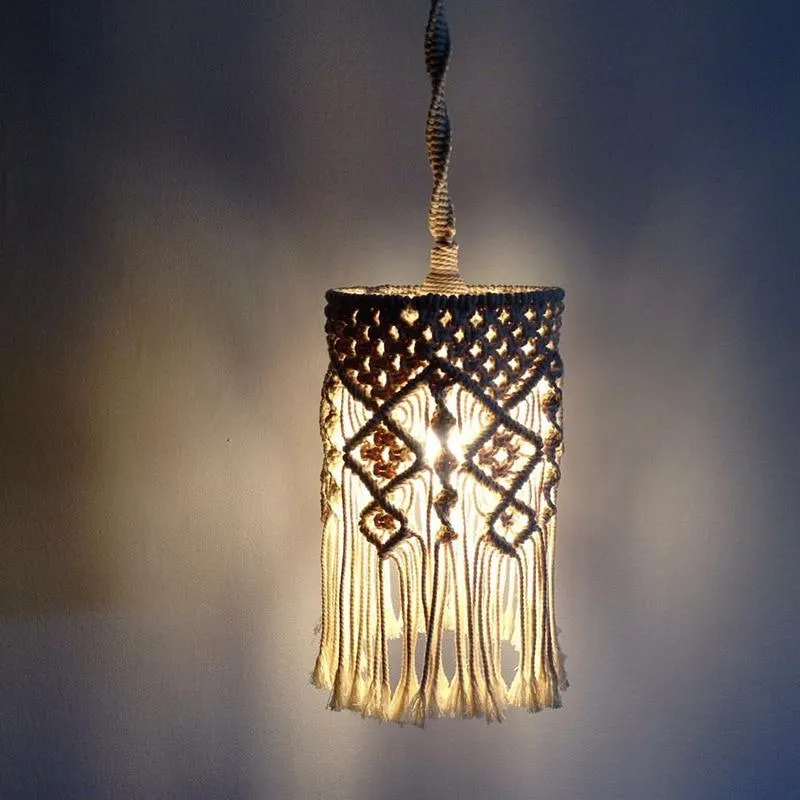 Bohemian Hand-Woven Macrame Lampshades