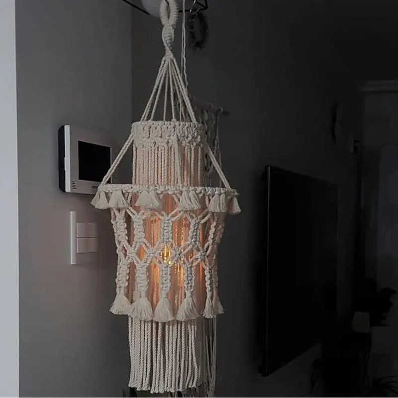 Bohemian Hand-Woven Macrame Lampshades