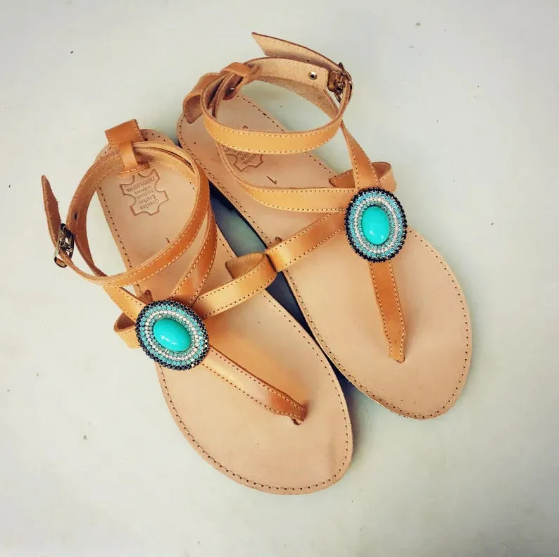 Boho sandals with strass