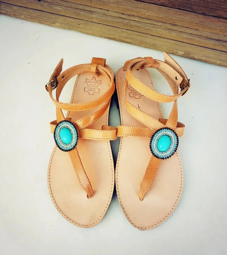 Boho sandals with strass
