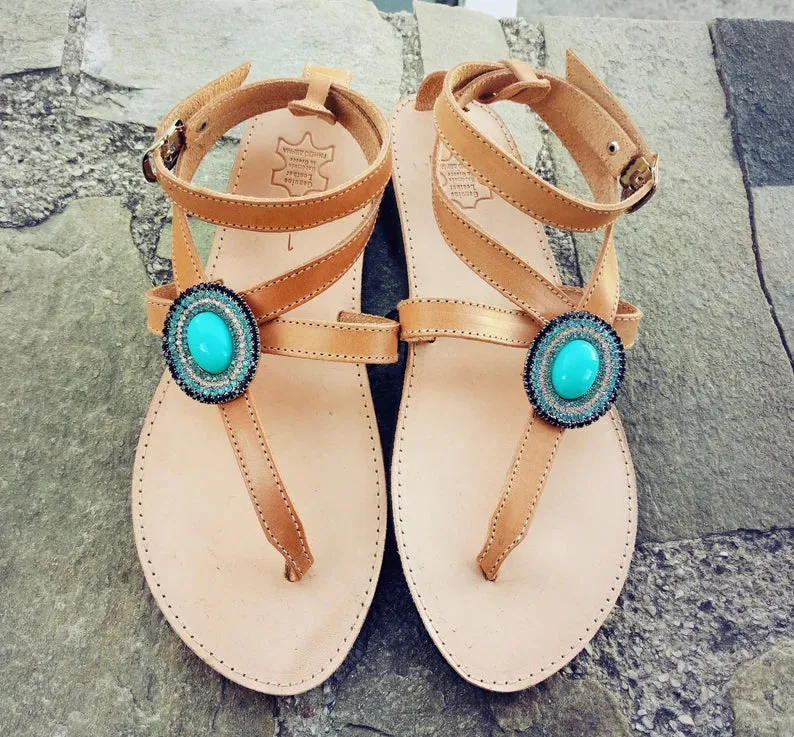 Boho sandals with strass