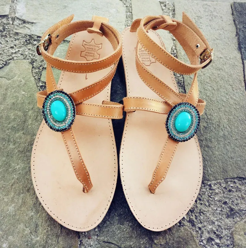 Boho sandals with strass