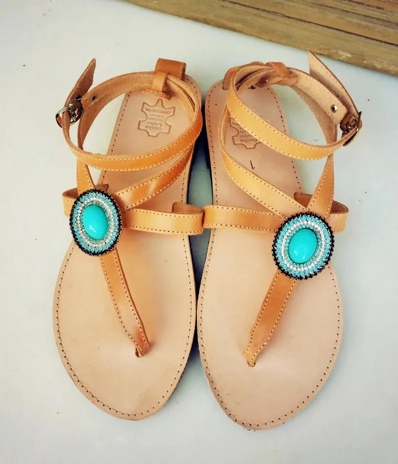 Boho sandals with strass