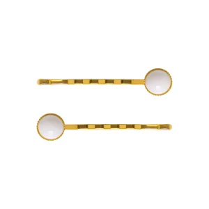 Cabochon White Hair Slide Set
