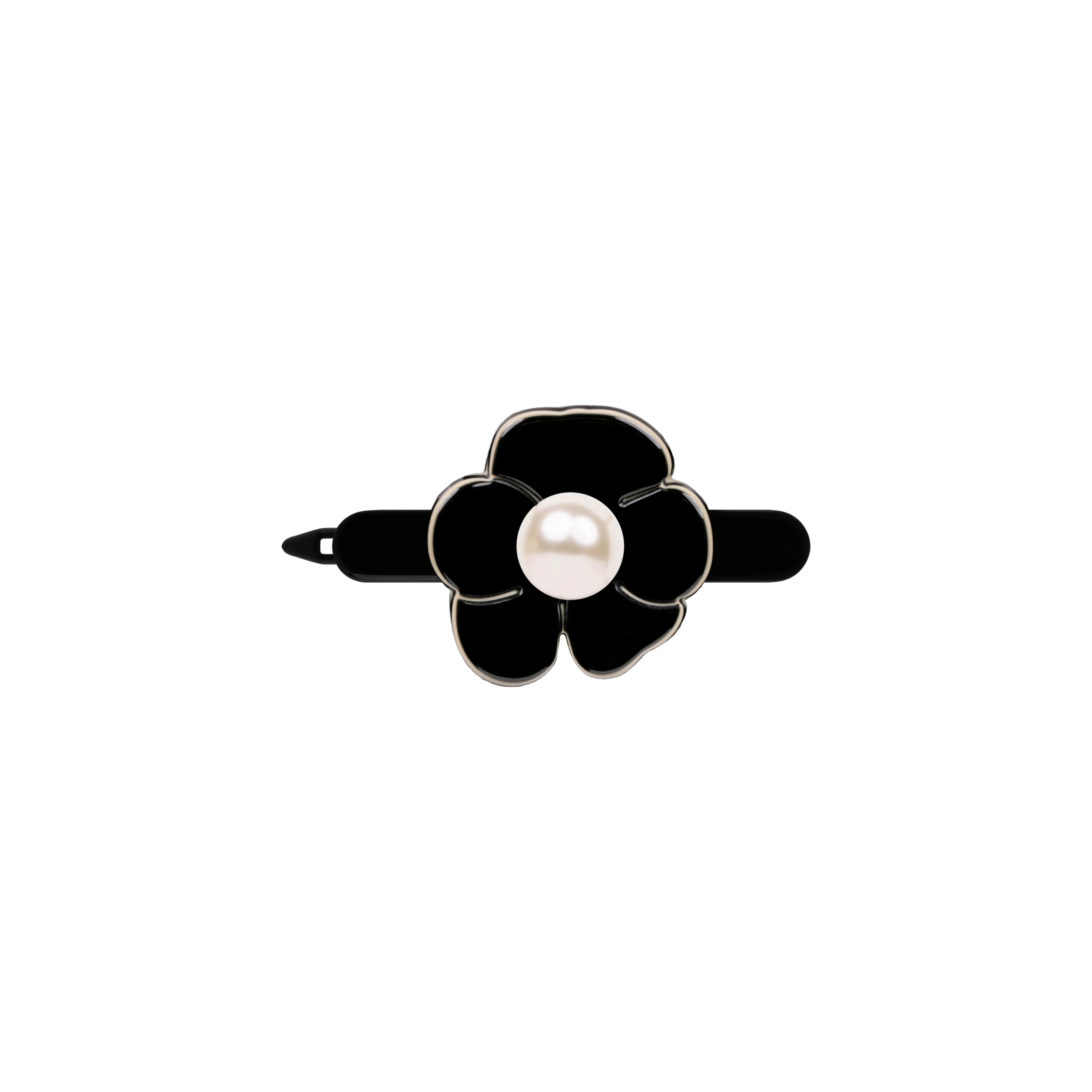 Camellia Pearl Small Black Side Hair Clip