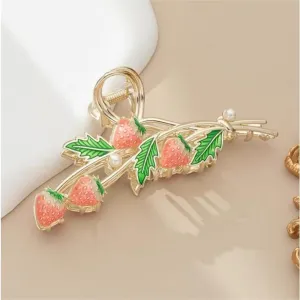 Chic Enamel Strawberry Hair Claw Clip