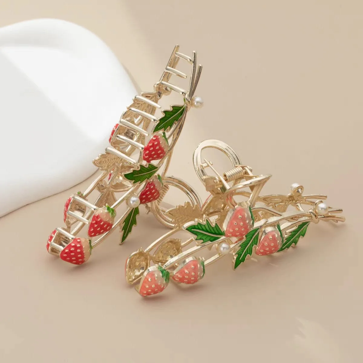 Chic Enamel Strawberry Hair Claw Clip