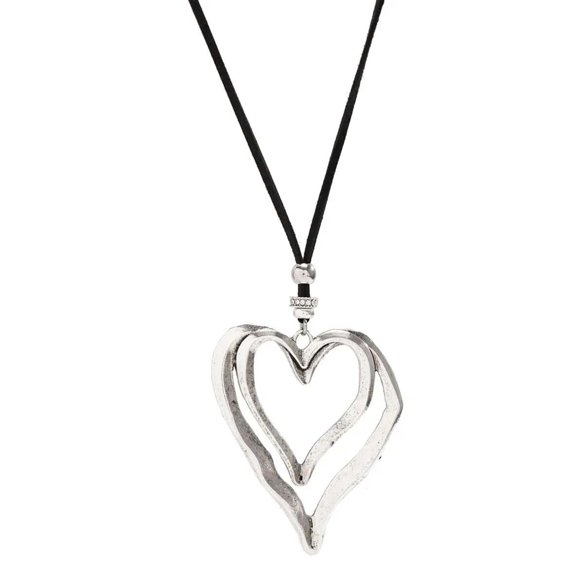 Chic Velvet Double Hollow Heart Pendant Necklace