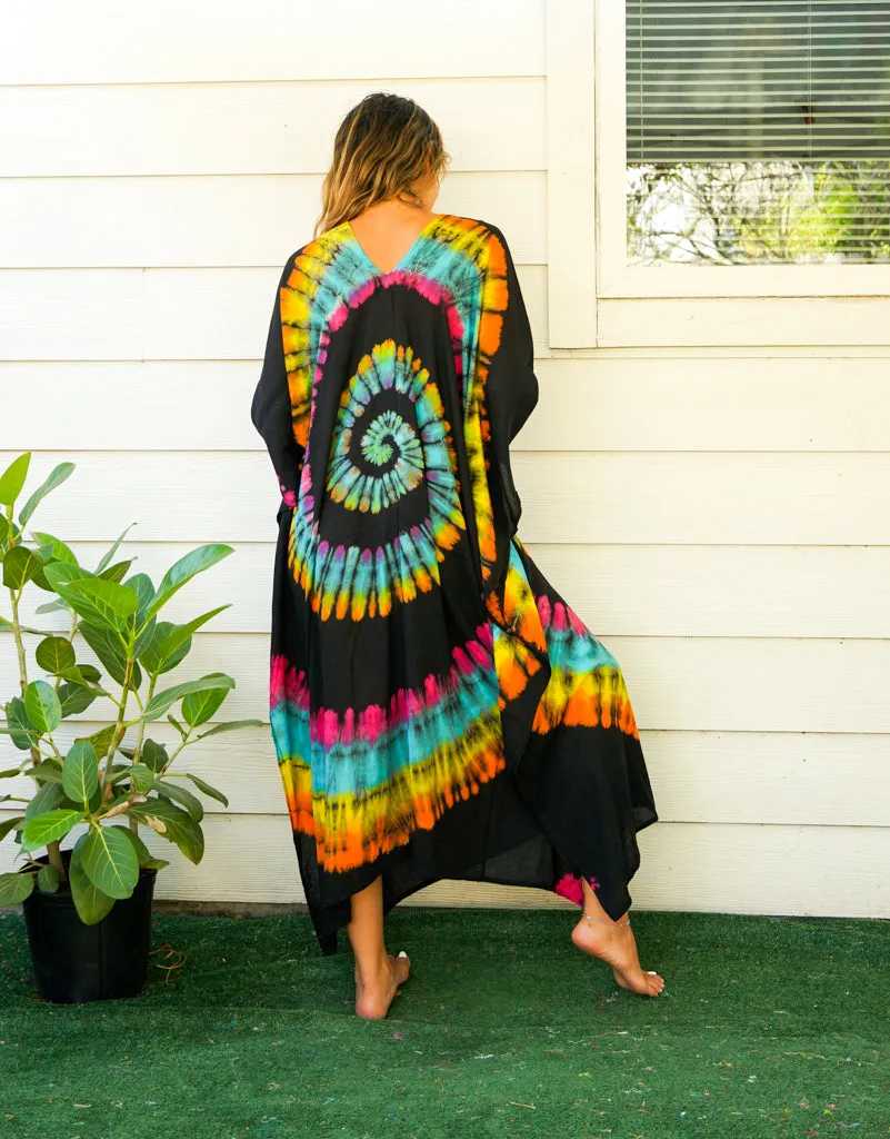 Cosmic Spiral Tie-Dye Kaftan
