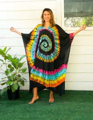 Cosmic Spiral Tie-Dye Kaftan