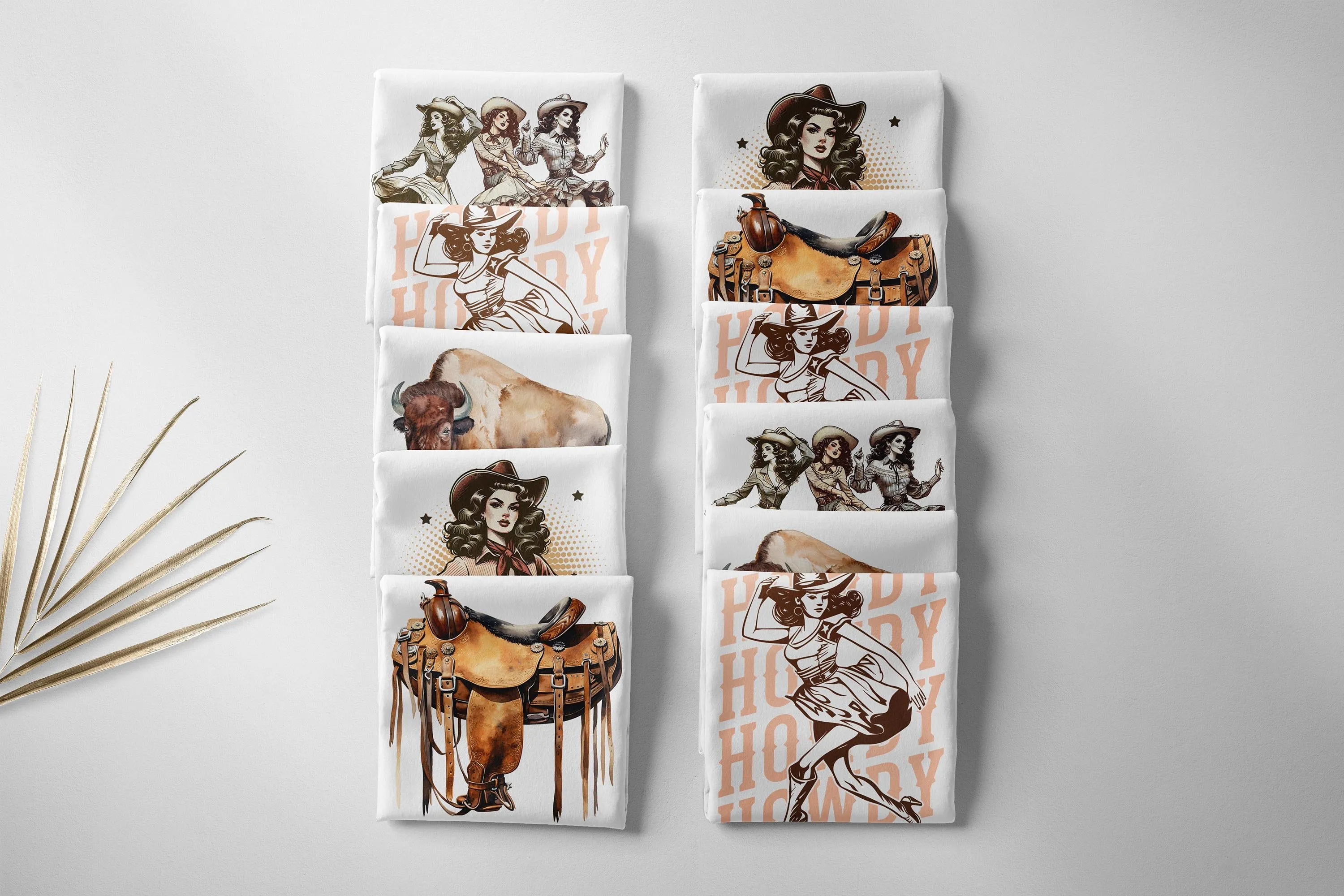 Cowgirl Tea Towel, Sepia-Toned Dancing Cowgirls Design, Perfect for Kitchen Decor or Unique Gift for the Wild West Lover