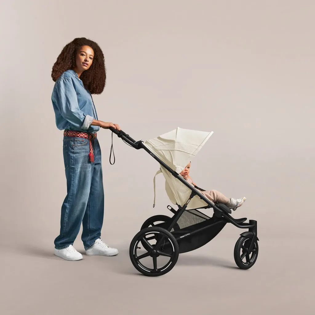 CYBEX AVI SPIN Black 3 Wheel Pushchair - Seashell Beige (2024 New Generation)