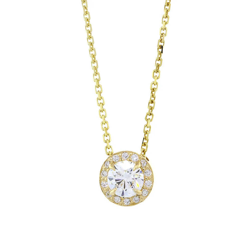 Diamond Halo Semi-Mount Pendant and Chain, 0.20CT, No Center, 18 Inch Chain in 14k Yellow Gold