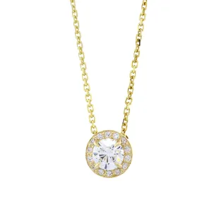 Diamond Halo Semi-Mount Pendant and Chain, 0.20CT, No Center, 18 Inch Chain in 14k Yellow Gold