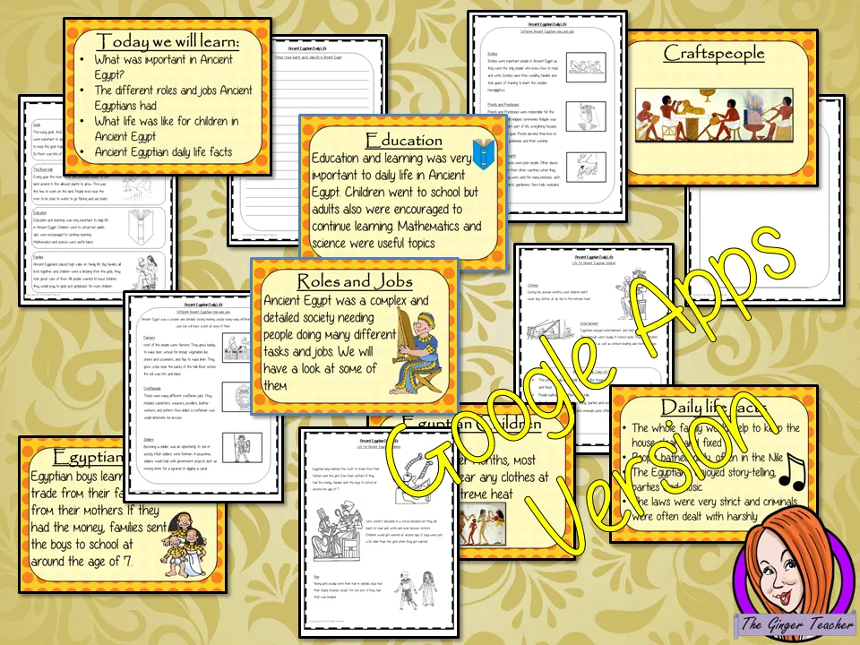 Distance Learning Ancient Egyptian Daily Life Google Slides Lesson
