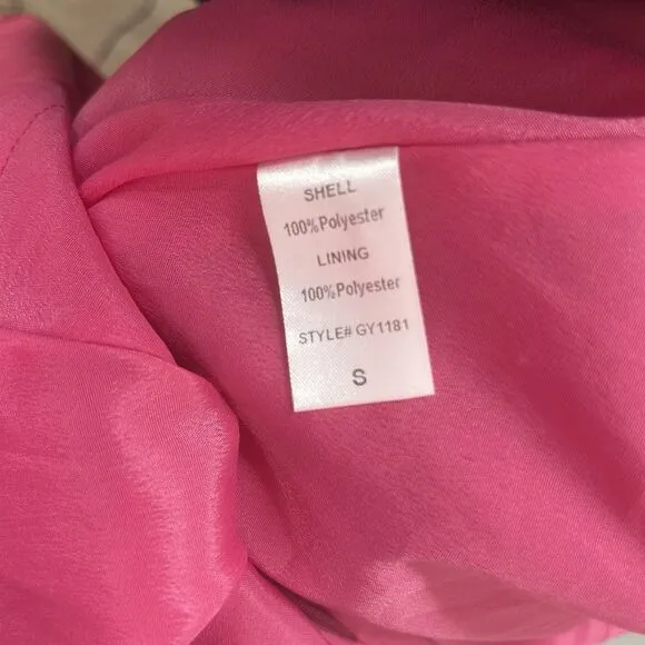 DO  BE Magenta Open Back Puff Sleeve Fit Flare Mini Dress Women’s Size Small