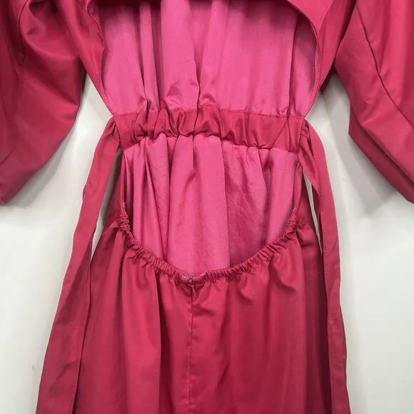 DO  BE Magenta Open Back Puff Sleeve Fit Flare Mini Dress Women’s Size Small