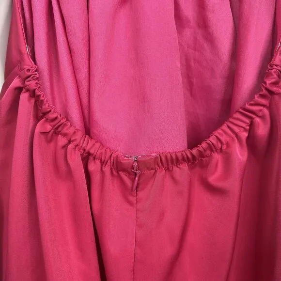 DO  BE Magenta Open Back Puff Sleeve Fit Flare Mini Dress Women’s Size Small