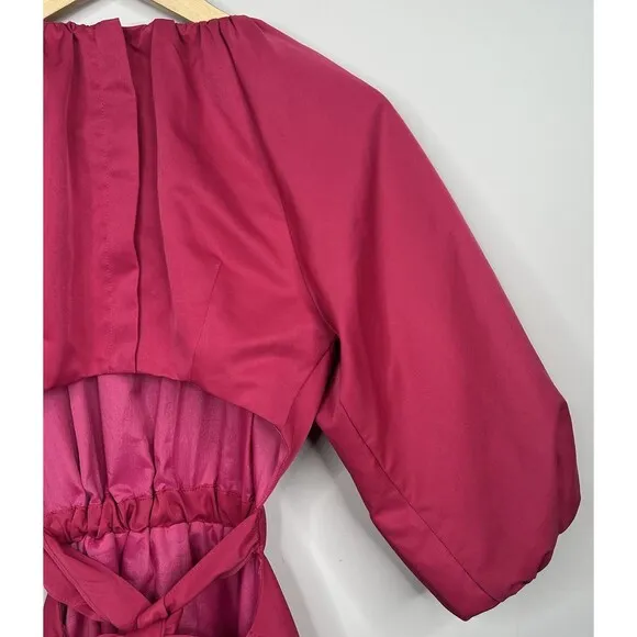 DO  BE Magenta Open Back Puff Sleeve Fit Flare Mini Dress Women’s Size Small