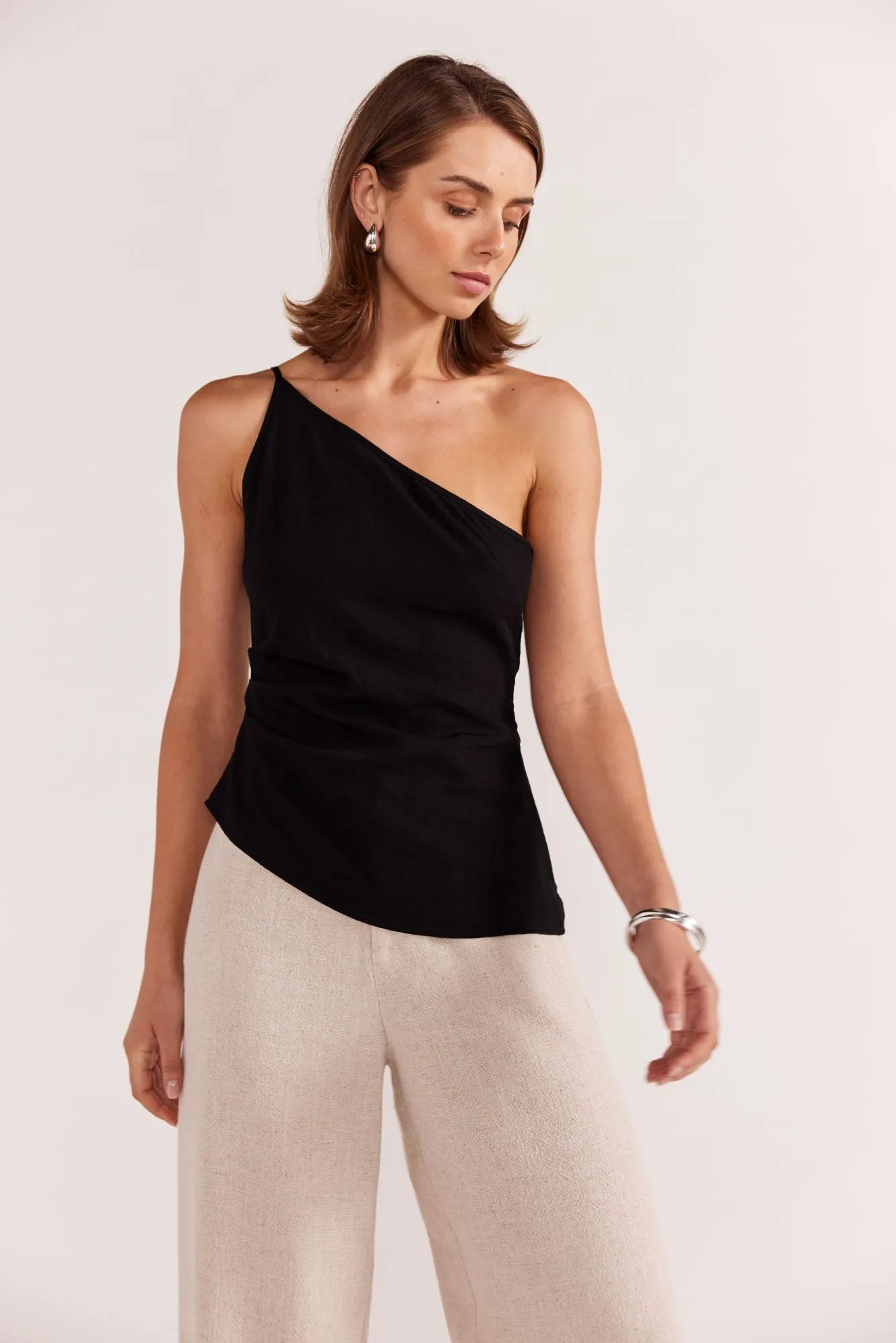 Eva One Shoulder Top | Black