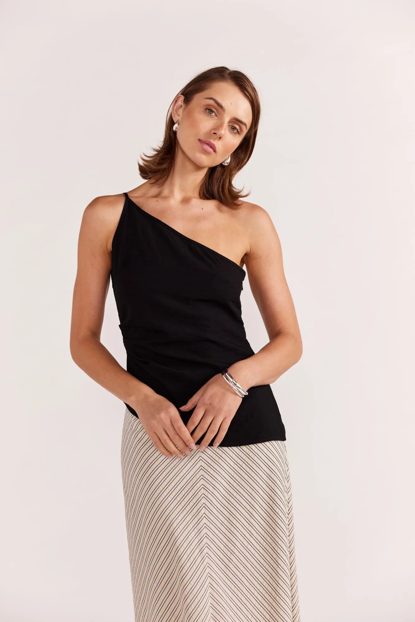 Eva One Shoulder Top | Black