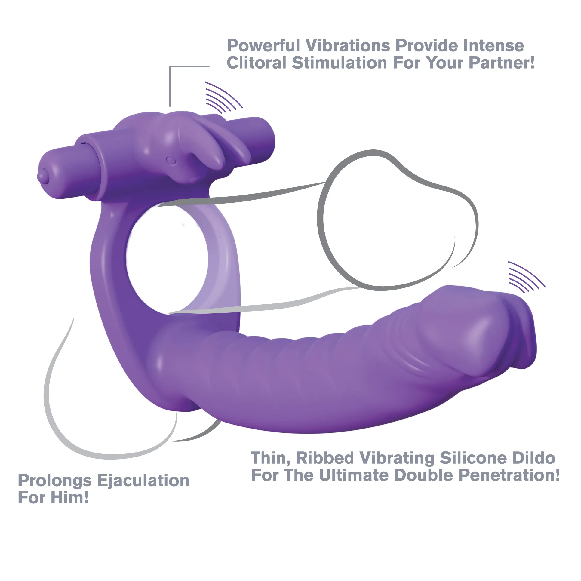 Fantasy C-Ringz Silicone Double Penetrator Rabbit Cock Ring