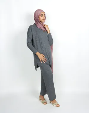 Front Pocket Knit Set - Gray