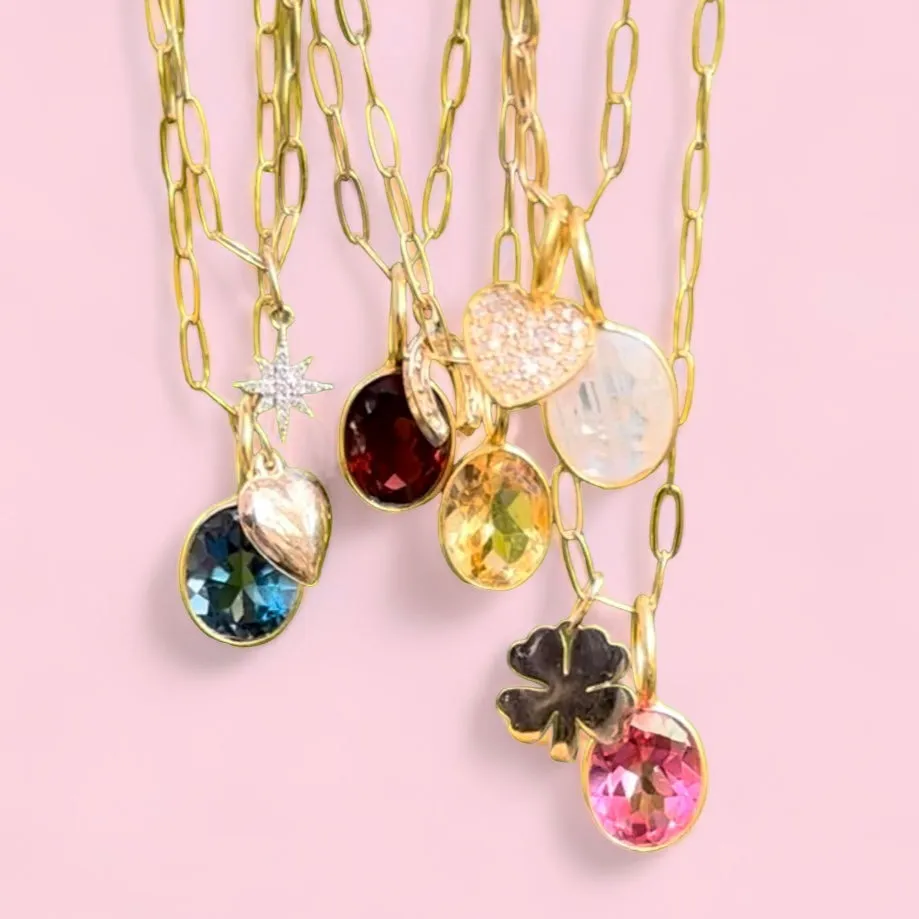 Garnet Oval Charm