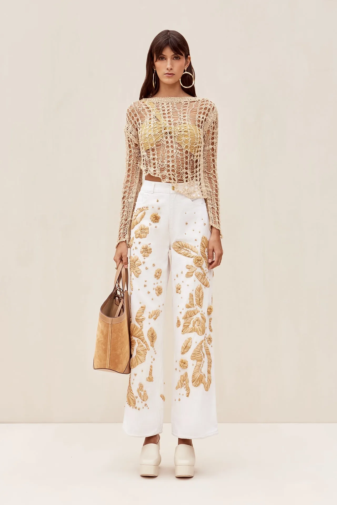 Gill Top Crochet Coverup - Champagne