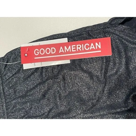 Good American Women's The Running Short Moonlight Metallic Sparkle Black 0 XS