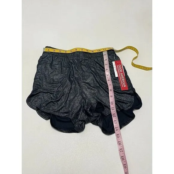 Good American Women's The Running Short Moonlight Metallic Sparkle Black 0 XS