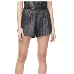 Good American Women's The Running Short Moonlight Metallic Sparkle Black 0 XS