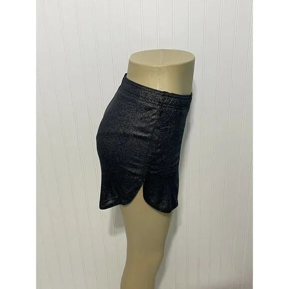 Good American Women's The Running Short Moonlight Metallic Sparkle Black 0 XS