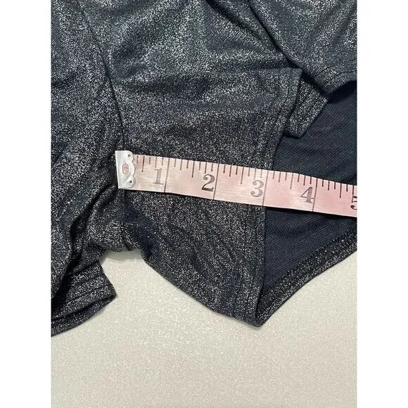 Good American Women's The Running Short Moonlight Metallic Sparkle Black 0 XS