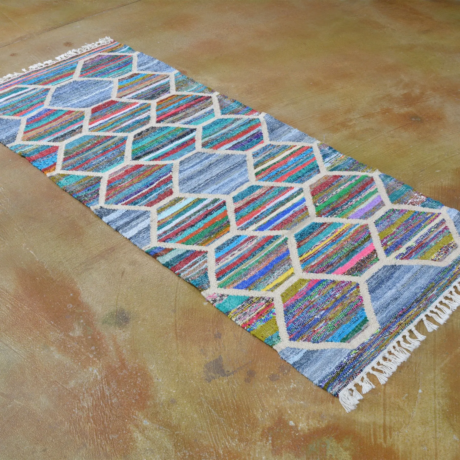Hand-Woven Flatweave Multicolored Rug Handmade Rug (Size 2.6 X 6.1) Brrsf-1437