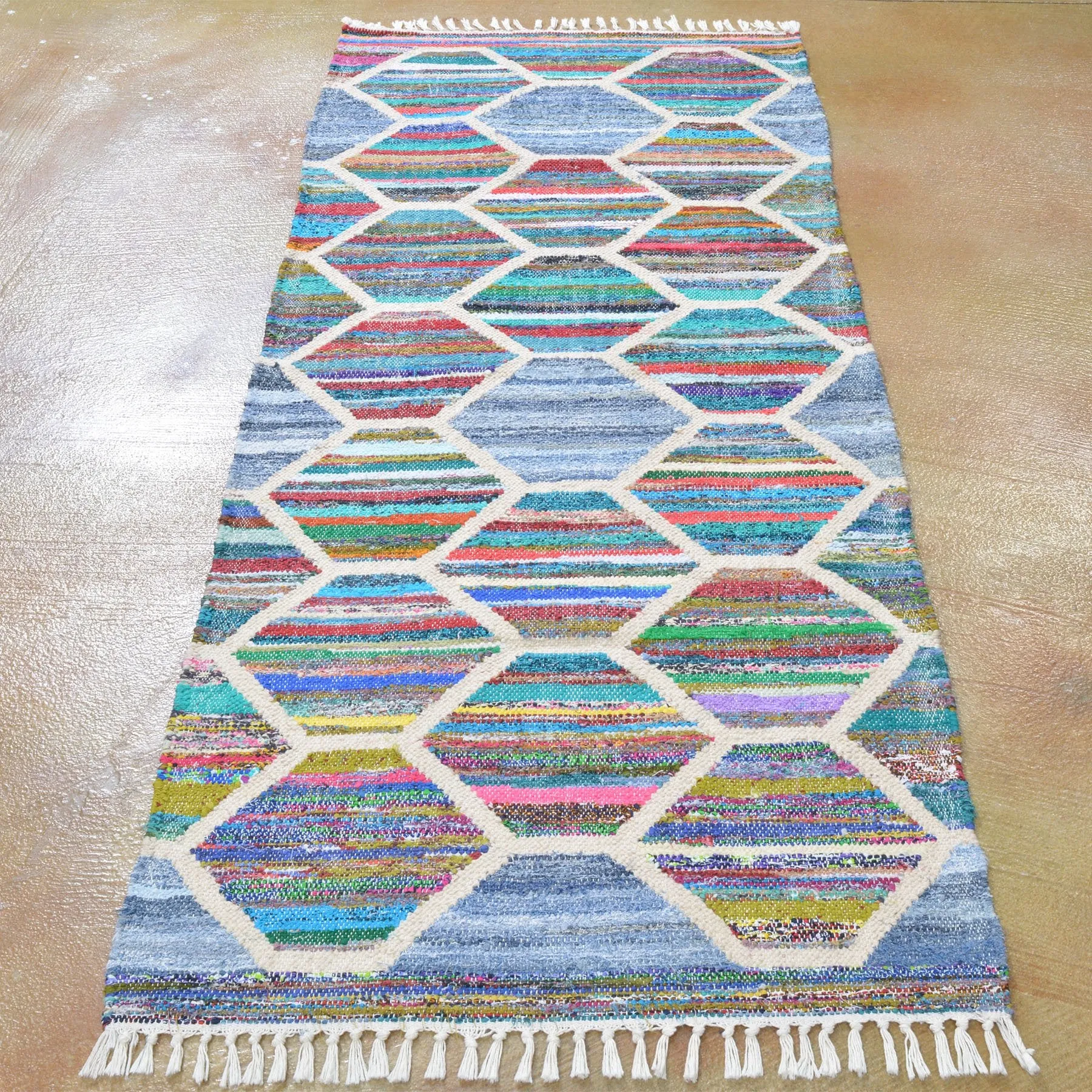 Hand-Woven Flatweave Multicolored Rug Handmade Rug (Size 2.6 X 6.1) Brrsf-1437
