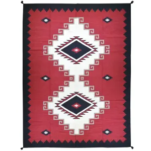 Hand-Woven Southwestern Crystal Starburst Design Reversible Flatweave Wool Rug (Size 9.1 X 12.1) Brral-3468
