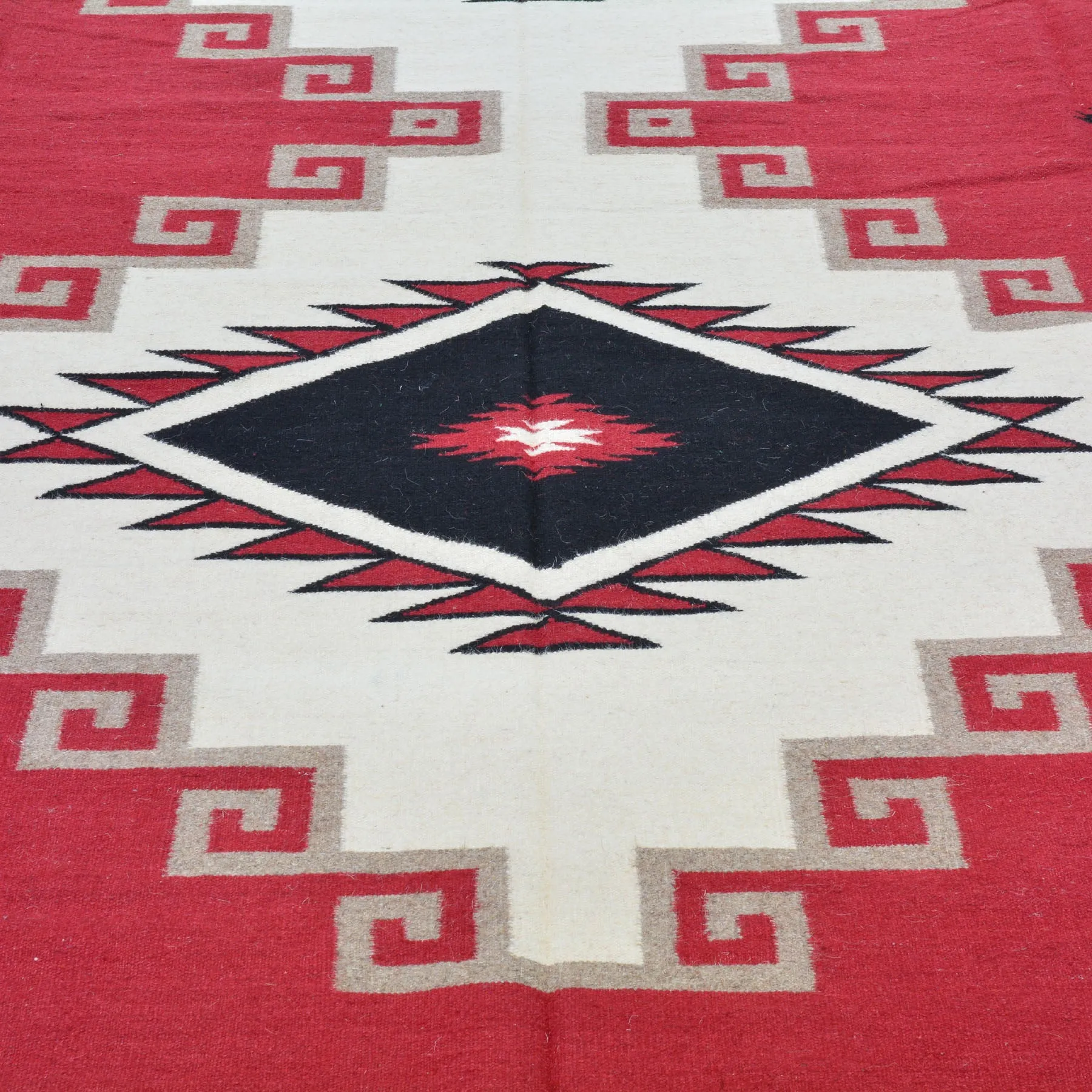 Hand-Woven Southwestern Crystal Starburst Design Reversible Flatweave Wool Rug (Size 9.1 X 12.1) Brral-3468
