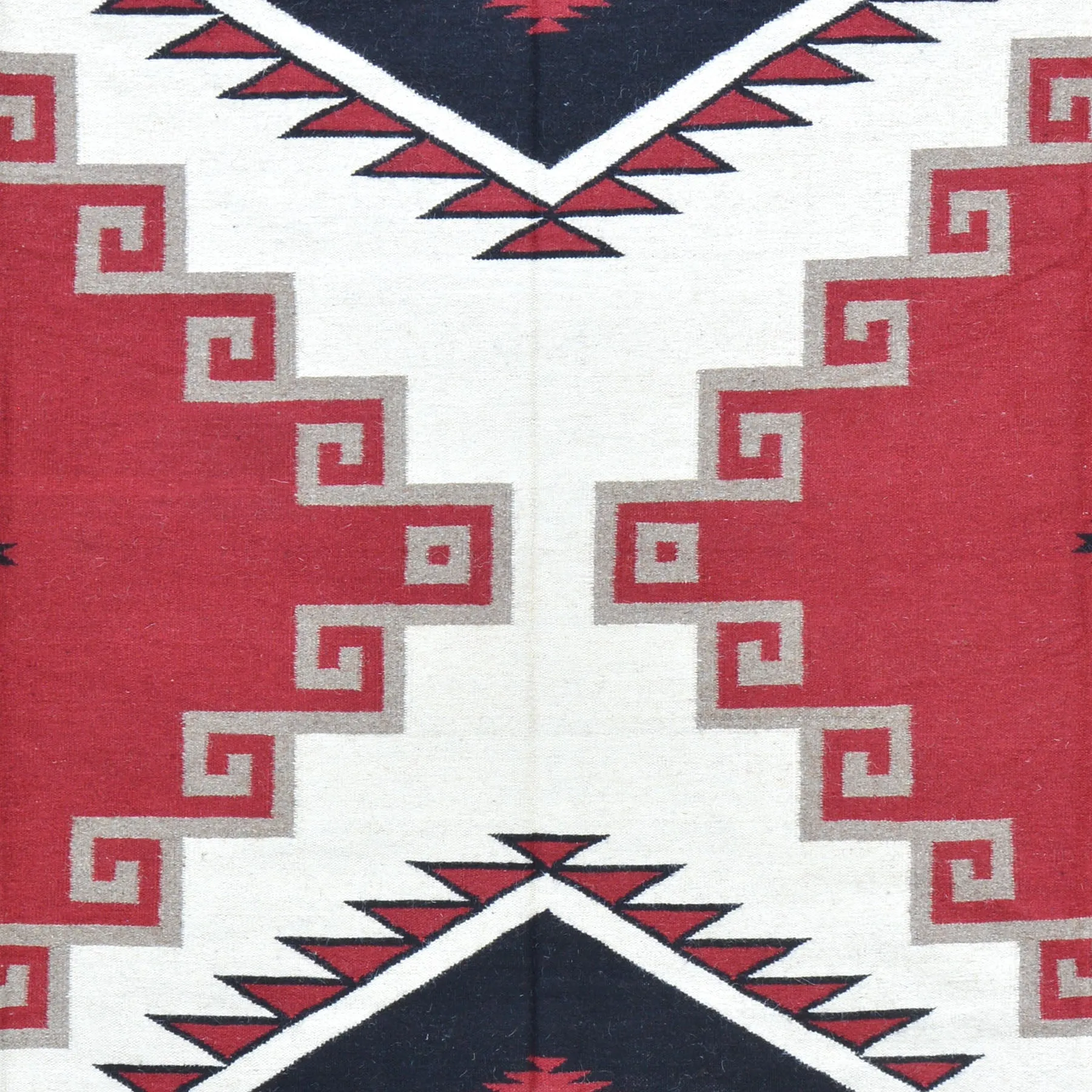 Hand-Woven Southwestern Crystal Starburst Design Reversible Flatweave Wool Rug (Size 9.1 X 12.1) Brral-3468